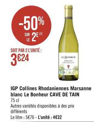 igp collines rhodaniennes marsanne blanc le bonheur cave de tain