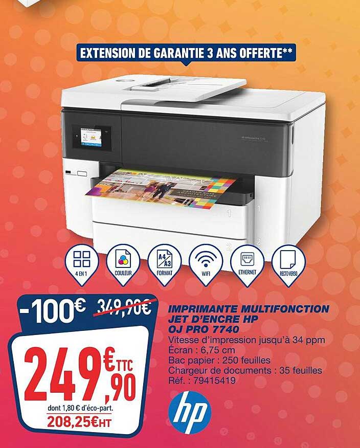 imprimante multifonction jet d'encre hp oj pro 7740