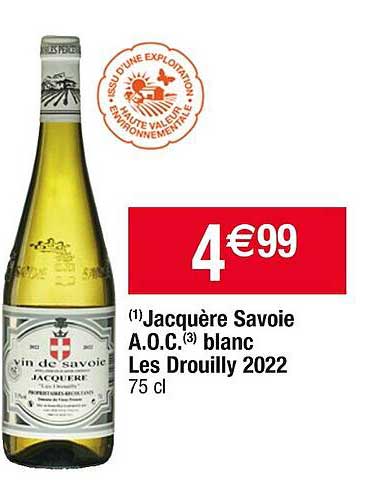 jacquère savoie aoc blanc les drouilly 2022
