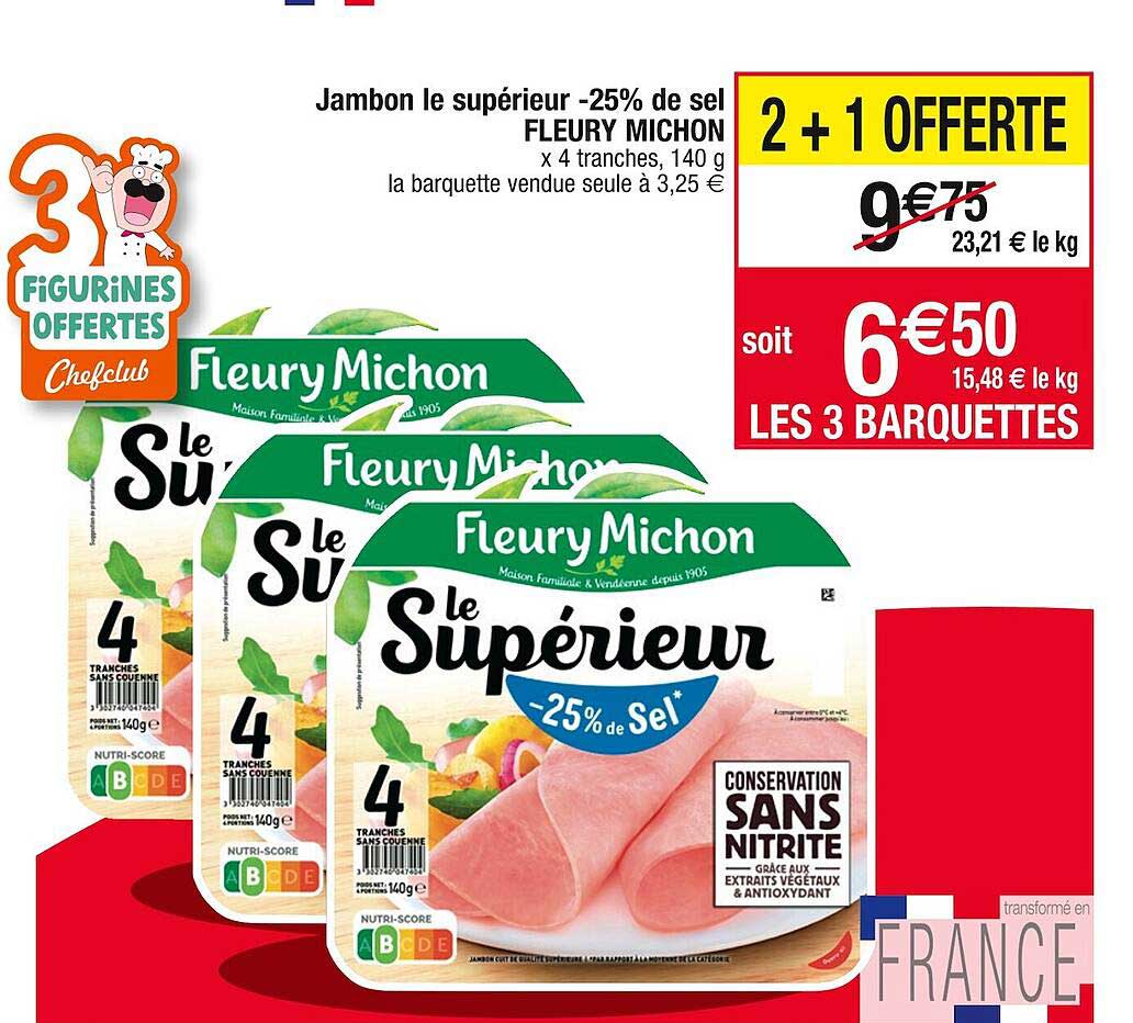 jambon le supérieur -25% de sel fleury michon