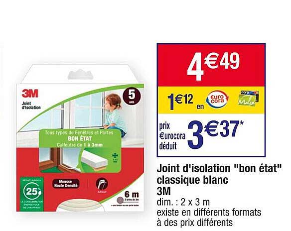 joint d'isolation "bon état" classique blanc 3m