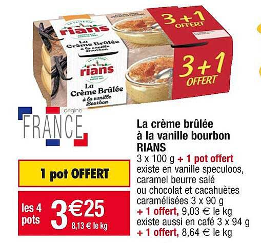 la crème brûlée à la vanille bourbon rians