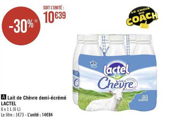 lait de chèvre demi-écrémé lactel