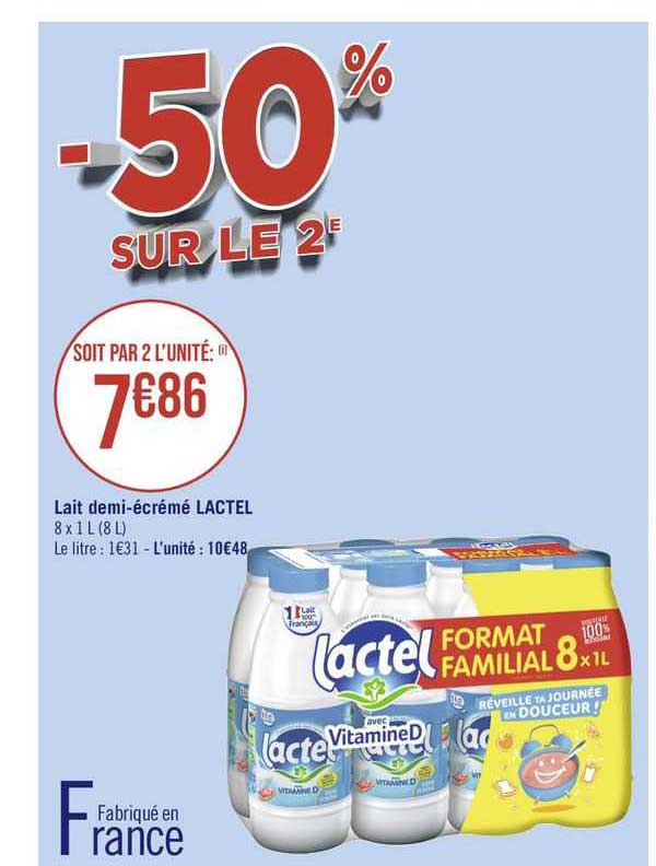 lait demi-écrémé lactel