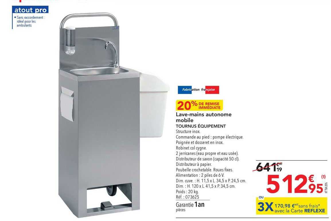 lave-mains autonome mobile tournus équipement 20% de remise immédiate