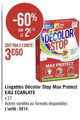 lingettes décolor stop max protect eau écarlate