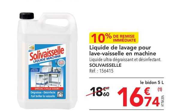 liquide de lavage pour lave-vaisselle en machine solivaisselle