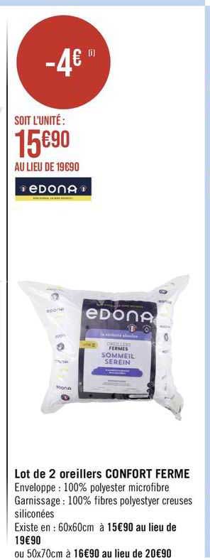 Lot De 2 Oreillers Confort Ferme Edona