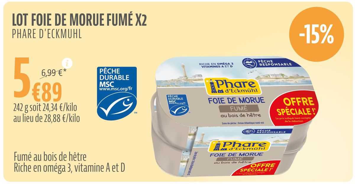 lot foie de morue fumé x2