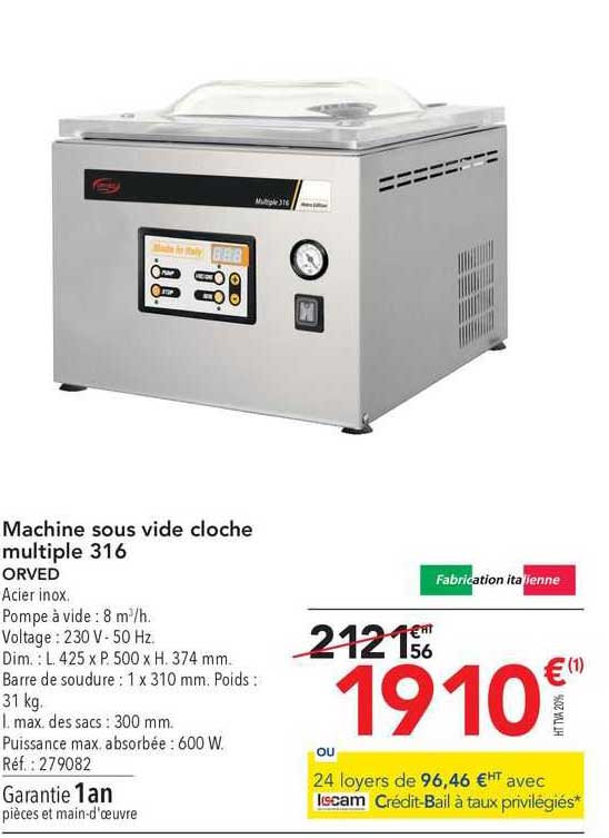 machine sous vide de cloche multiple 316 orved