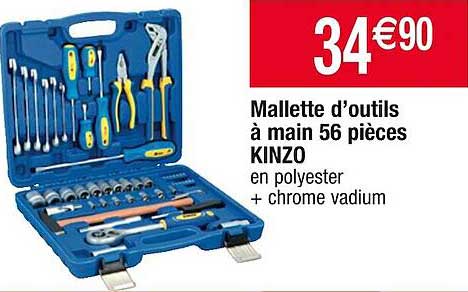 mallette d'outils à main 56 pièces kinzo