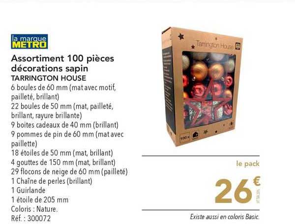 metro assortiment 100 pièces décorations sapin tarrington house