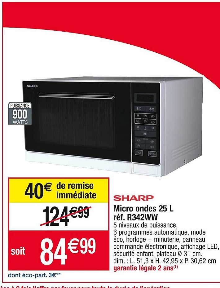 micro ondes 25 l sharp