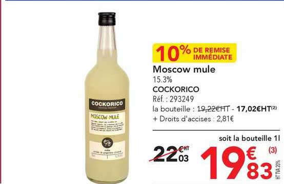 moscow mule 15.3% cockorico 10% de remise immédiate