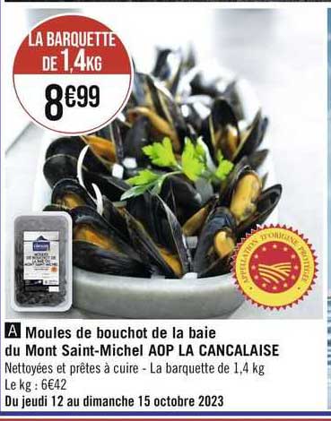 moules de bouchot de la baie du mont saint-michel aop la cancalaise