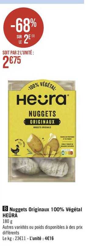 nuggets originaux 100% végétal heüra