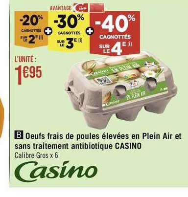 oeufs frais de poules élevées en plein air et sans traitement antibiotique casino