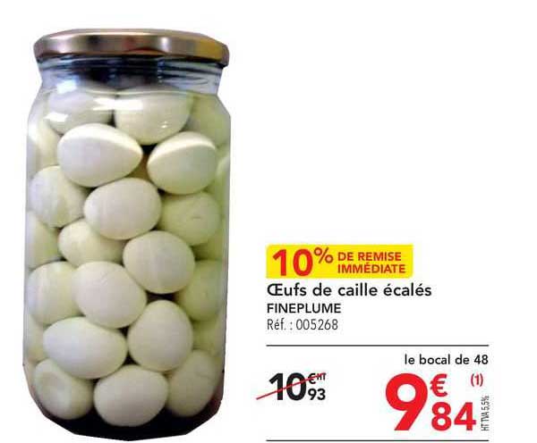œufs de caille écalés fineplume 10% de remise immédiate