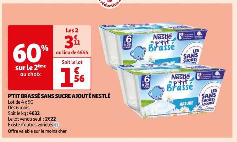 p'tit brassé sans sucre ajouté nestlé