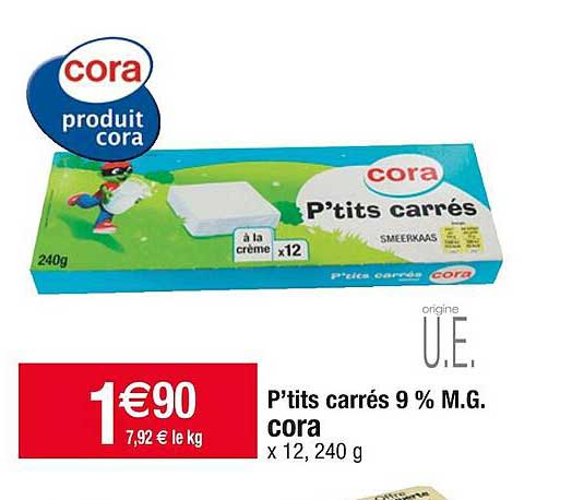 p'tits carrés 9% m.g. cora