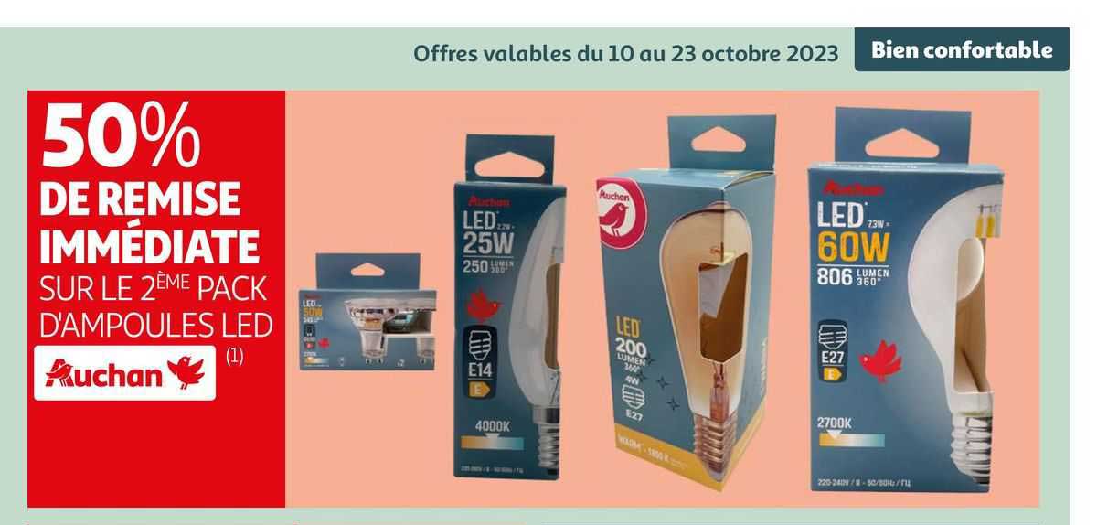 pack d'ampoules led auchan