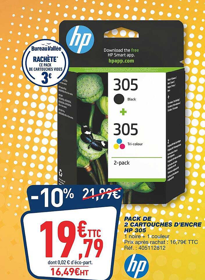 pack de 2 cartouches d'encre hp 305