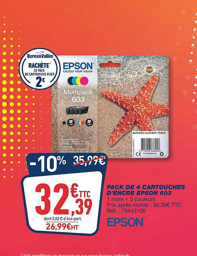 pack de 4 cartouches d'encre epson 603