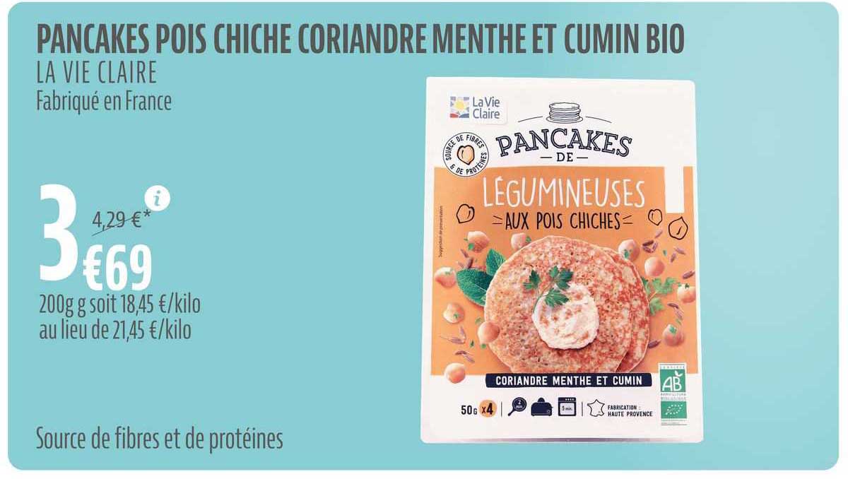 pancakes pois chiche coriandre menthe et cumin bio