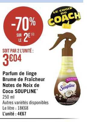 parfum de linge brume de fraîcheur notes de noix de coco soupline