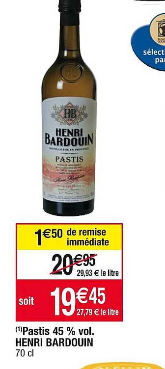 pastis 45% vol. henri bardouin