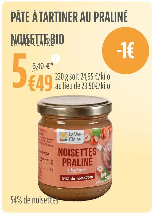 Pâte à Tartiner Au Praliné Noisette Bio