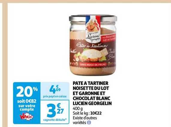 pate a tartiner noisette du lot et garonne et chocolat blanc lucien georgelin