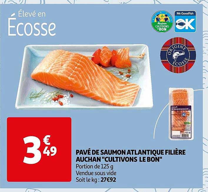pavé de saumon atlantique filière auchan "cultivons le bon"