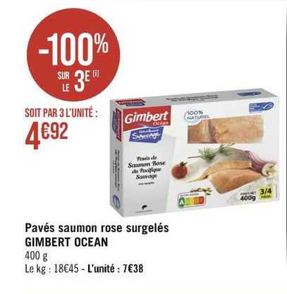 pavés saumon rose surgelés gimbert ocean