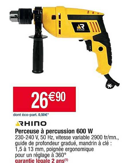 perceuse à percussion 600w rhino