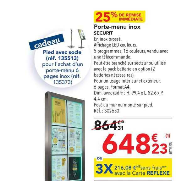 porte-menu inox securit