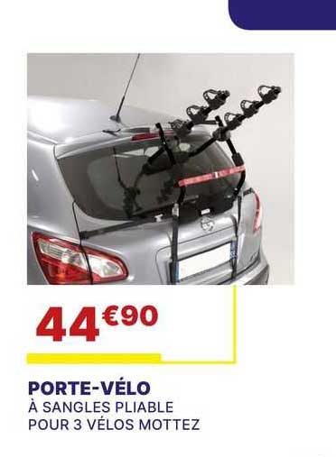 porte-vélo à sangles pliable pour 3 vélos mottez