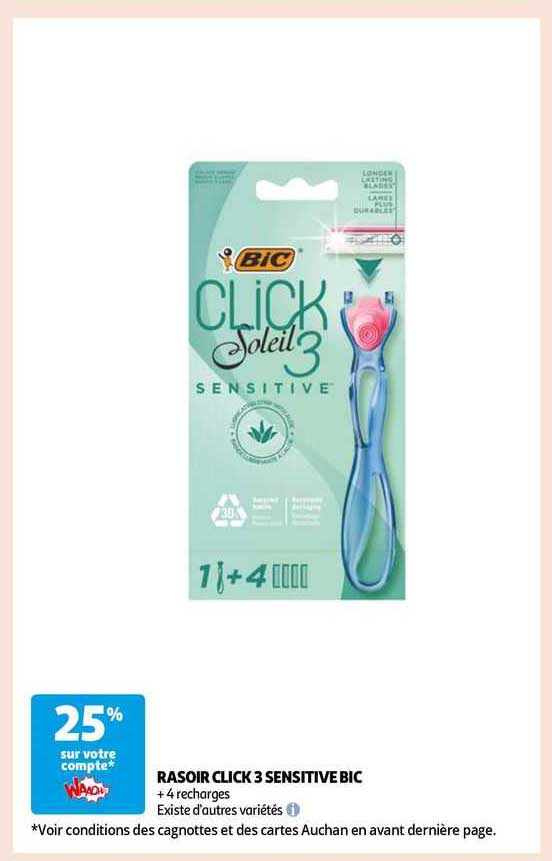 rasoir click 3 sensitive bic