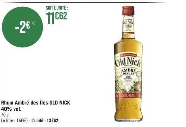 rhum ambré des îles old nick
