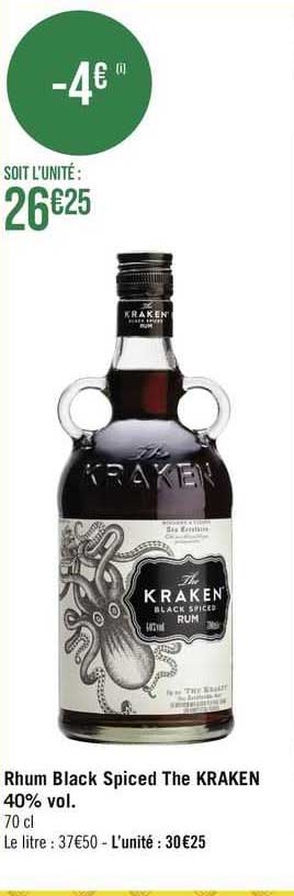 rhum black spiced the kraken