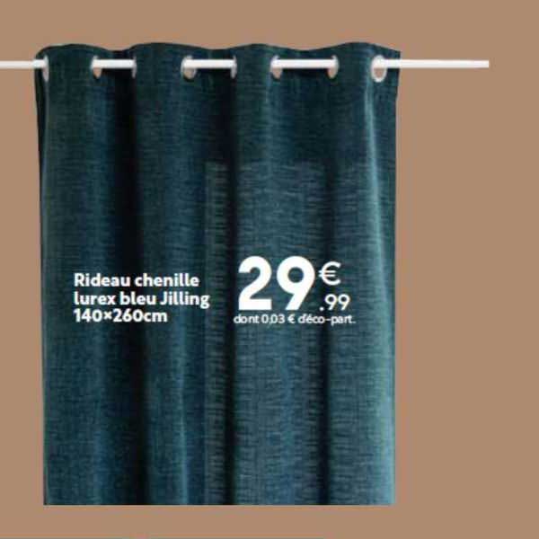 rideau chenille lurex bleu jilling 140 x 260 cm