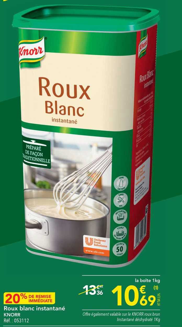 roux blanc isntantané knorr 20% de remise immédiate