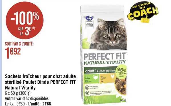 sachets fraîcheur pour chat adulte stérilisé poulet dinde perfect fit natural vitality