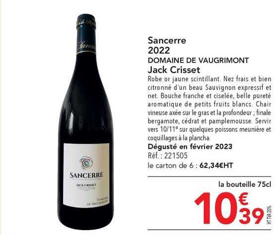 Sancerre 2022 Domaine De Vaugrimont Jack Crisset