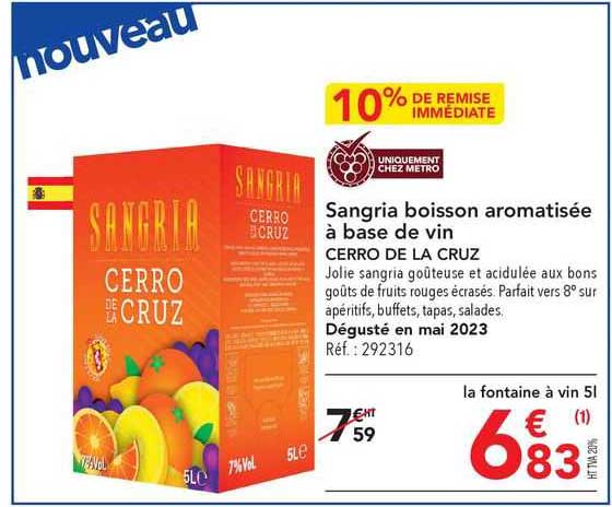 sangria boisson aromatisée à base de vin cerro de la cruz