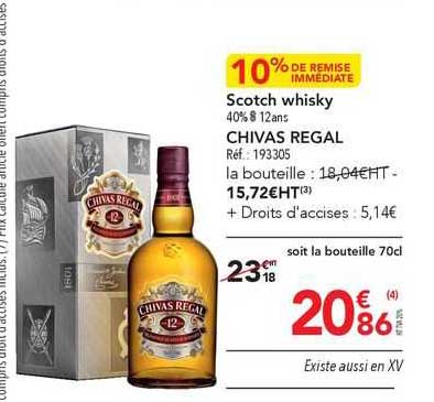 scotch whisky 40% 8 12 ans chivas regal 10% de remise immédiate
