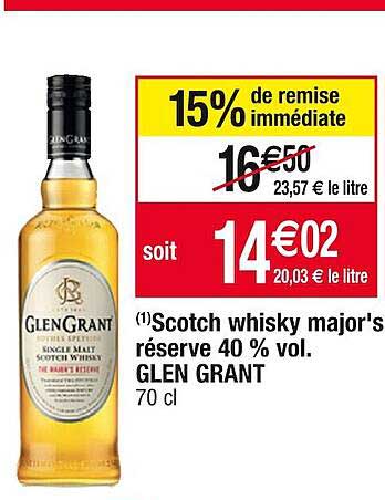 scotch whisky major's réserve 40% vol. glen grant