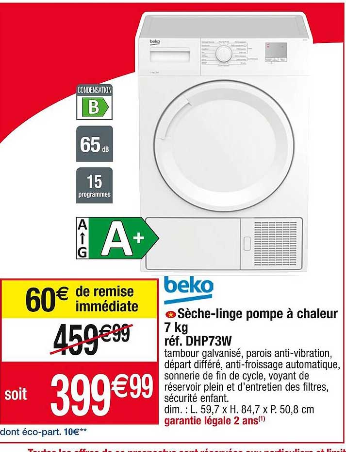 sèche-linge pompe à chaleur 7 kg beko