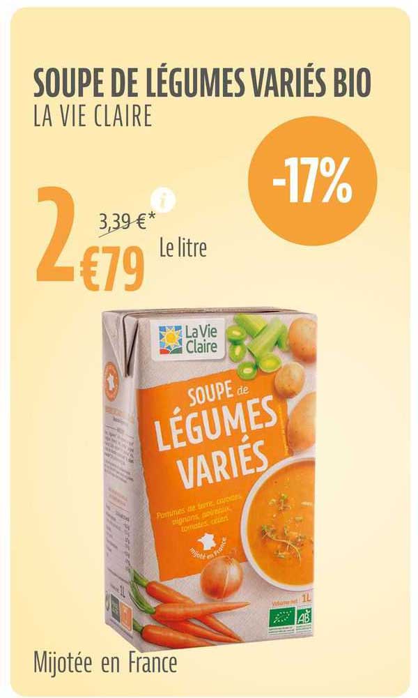 soupe de légumes variés bio la vie claire