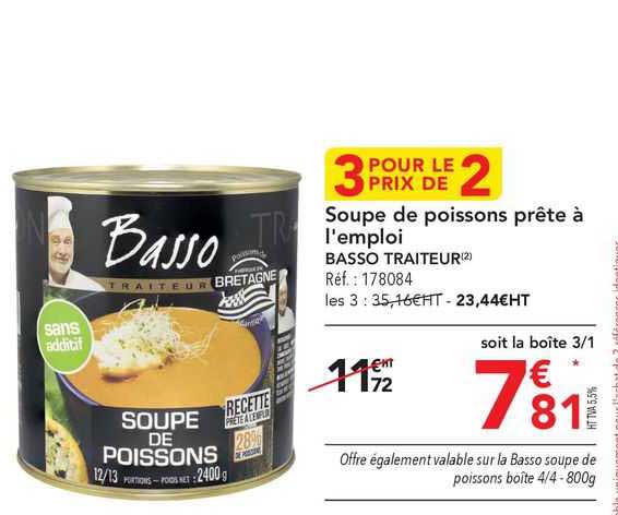 soupe de poissons prête à l'emploi basso traiteur